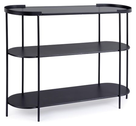 Console acier noir 3 étagères Kora L 100 cm