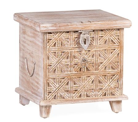 Coffre de rangement ALAMBIA – Bois massif de manguier blanchi