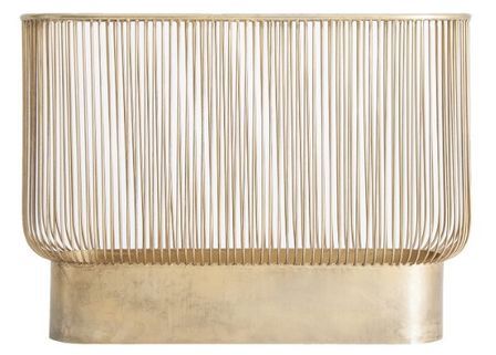 Console art déco fer doré et plateau verre transparent Zug 108 cm