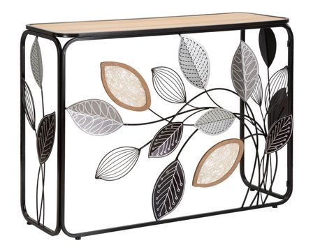 Console Automne métal noir plateau bois design naturel