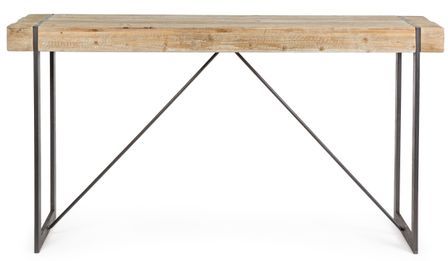 Console bois de sapin et pieds acier noir BARY 200 cm
