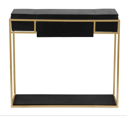 Console bois noir et pieds métal doré Murel 91 cm