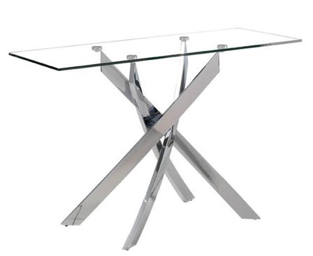Console design acier chromé et verre trempé Princia
