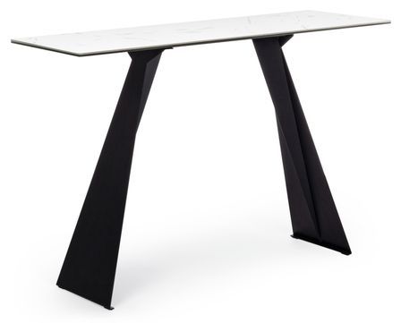 Console design BAKOA – Céramique blanche & pieds en acier noir – 120 cm