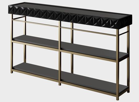 Console design bois anthracite et métal doré Tonya 152 cm