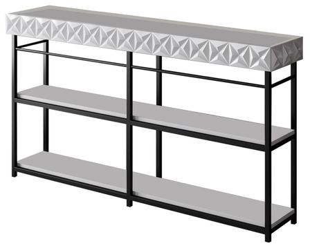 Console design bois blanc et métal noir Tonya 152 cm