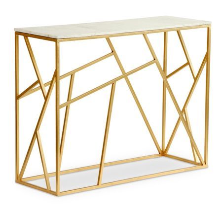 Console design marbre blanc et pieds métal doré Ozuli 100 cm