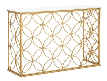 Console effet marbre blanc et métal doré design glamour Star