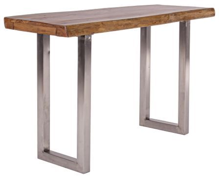 Console en acacia naturel et pieds acier argent Obito L 130 cm