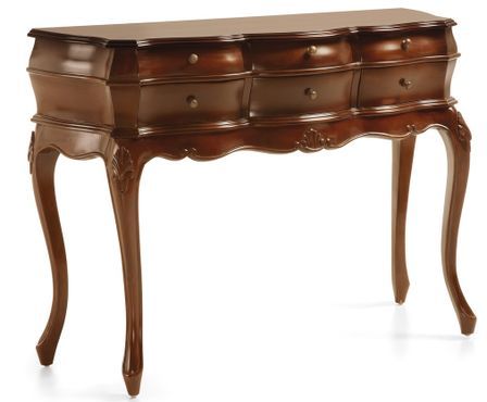 Console en bois d'acajou marron 6 tiroirs CASTLE - Style colonial