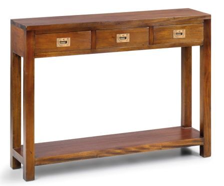 Console en bois d'acajou massif 3 tiroirs FALKANE 110 cm