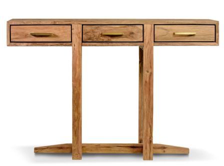 Console en bois de teck naturel 3 tiroirs TOUKA 130 cm