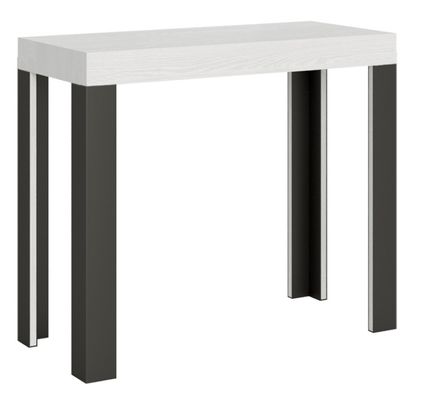 Console extensible bois avec 4 pieds bois et acier anthracite Liva