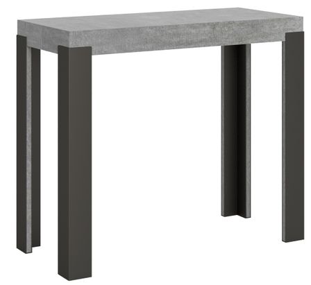 Console extensible bois avec 4 pieds bois et acier anthracite Liva