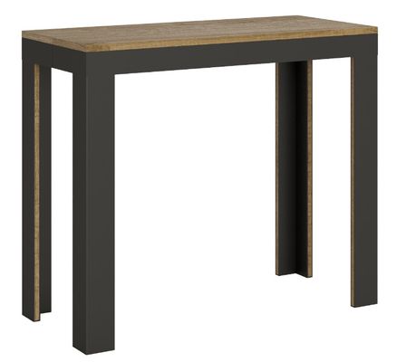 Console extensible bois pieds bois et acier anthracite Liva evolution
