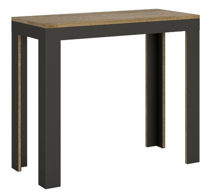 Console extensible bois pieds bois et acier anthracite Liva evolution