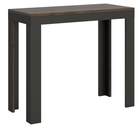 Console extensible bois pieds bois et acier anthracite Liva evolution