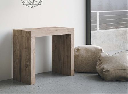 Console extensible bois clair 14 personnes 45 à 295 cm Tiana