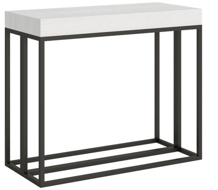 Console extensible bois et 3 pieds acier anthracite Epika