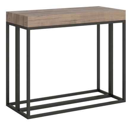 Console extensible bois et 3 pieds acier anthracite Epika