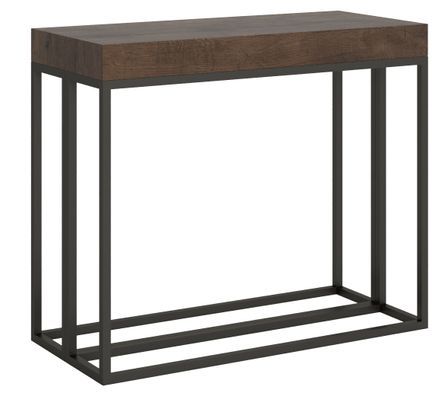Console extensible bois et 3 pieds acier anthracite Epika