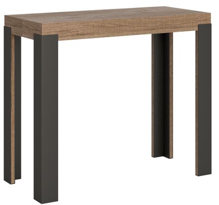 Console extensible bois et acier anthracite Elvira