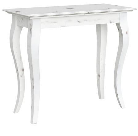 Console extensible bois massif blanc vieilli 14 personnes 45 à 305 cm Basy