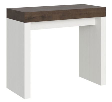 Console extensible bois noyer et pieds blanc 40 à 196 cm 8 places Ribo