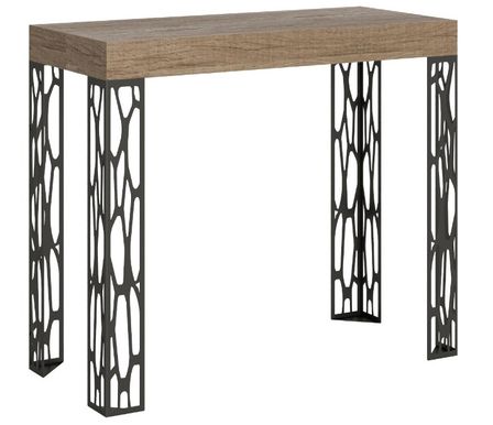 Console extensible design bois et acier anthracite Kiza