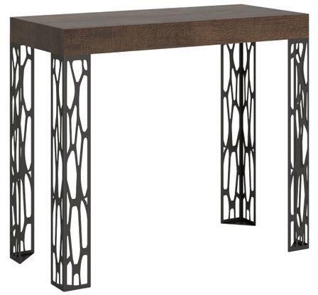 Console extensible design bois et acier anthracite Kiza
