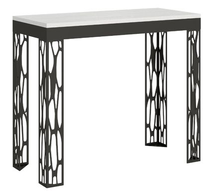 Console extensible design bois et acier anthracite Kiza evolution