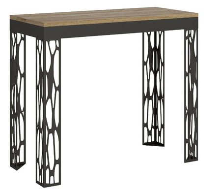 Console extensible design bois et acier anthracite Kiza evolution