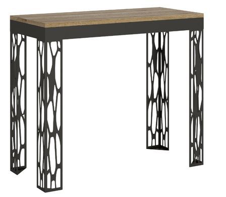 Console extensible design bois et acier anthracite Kiza evolution