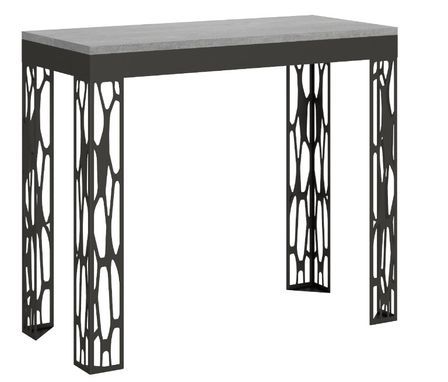 Console extensible design bois et acier anthracite Kiza evolution