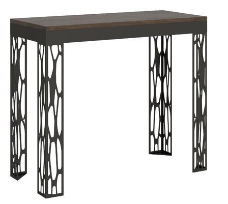 Console extensible design bois et acier anthracite Kiza evolution