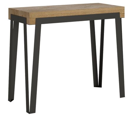 Console extensible design bois et acier anthracite Konta