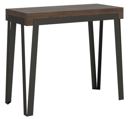 Console extensible design bois et acier anthracite Konta