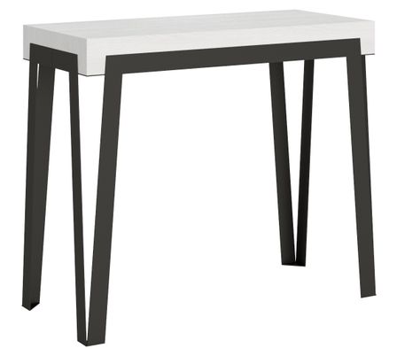 Console extensible design bois et acier anthracite Konta