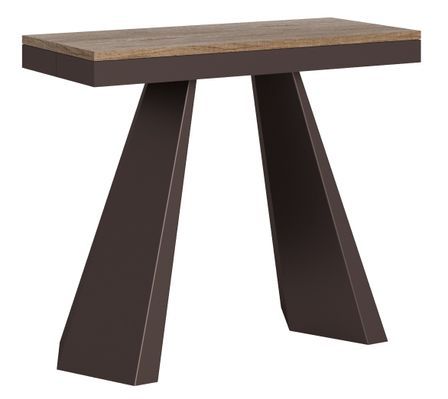 Console extensible design bois et acier marron Elegancia