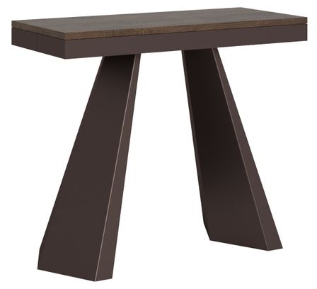 Console extensible design bois et acier marron Elegancia