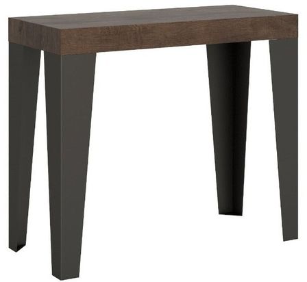 Console extensible design bois et acier mat Flavio