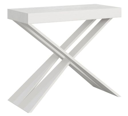 Console extensible bois pieds croisés blanc Diago
