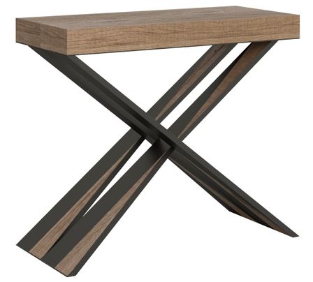 Console extensible bois pieds croisés anthracite Diago