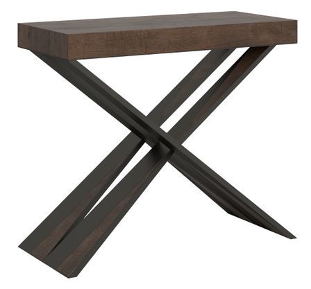 Console extensible bois pieds croisés anthracite Diago