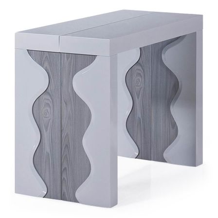 Console extensible laqué et chêne gris Riella 50/250 cm