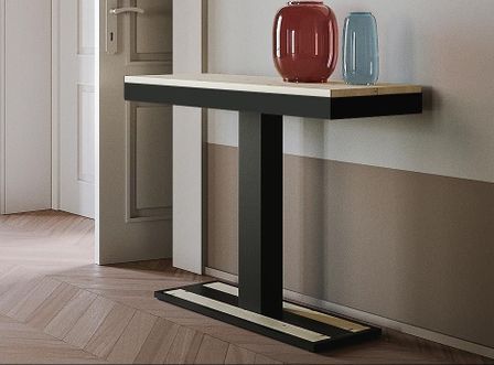 Console extensible pin massif clair et pieds métal anthracite 14 personnes 40 à 300 cm Cali 2