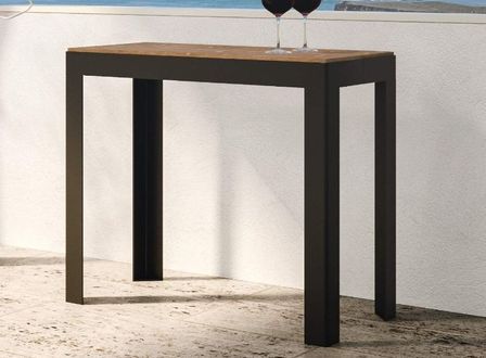 Console extensible pin massif teinté foncé et pieds métal anthracite 14 personnes 40 à 290 cm Aiza