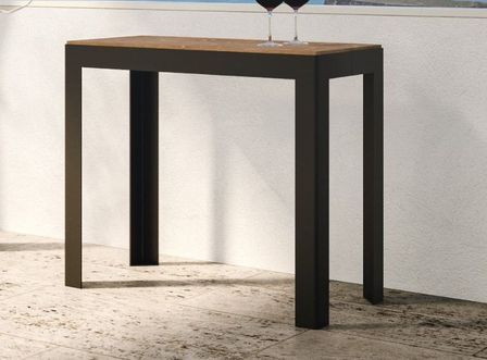 Console extensible pin massif teinté foncé et pieds métal anthracite 8 personnes 40 à 190 cm Aiza