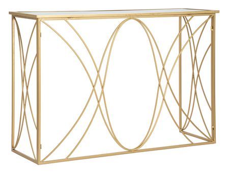 Console Exy métal doré et miroir design arrondi