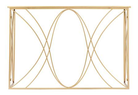 Console Exy métal doré et miroir design arrondi